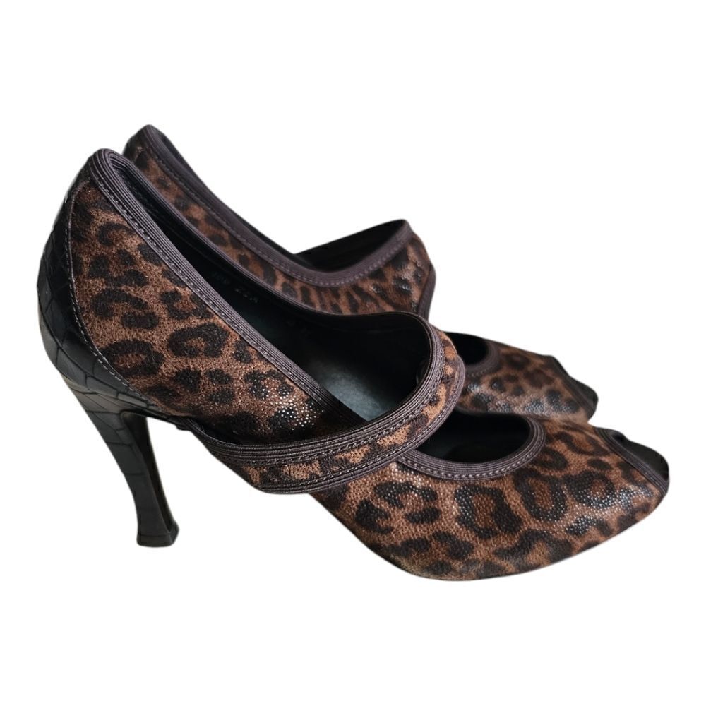 DONALD J‎ PLINER COUTURE Leopard Animal Print Open Toe Heels - Size 8